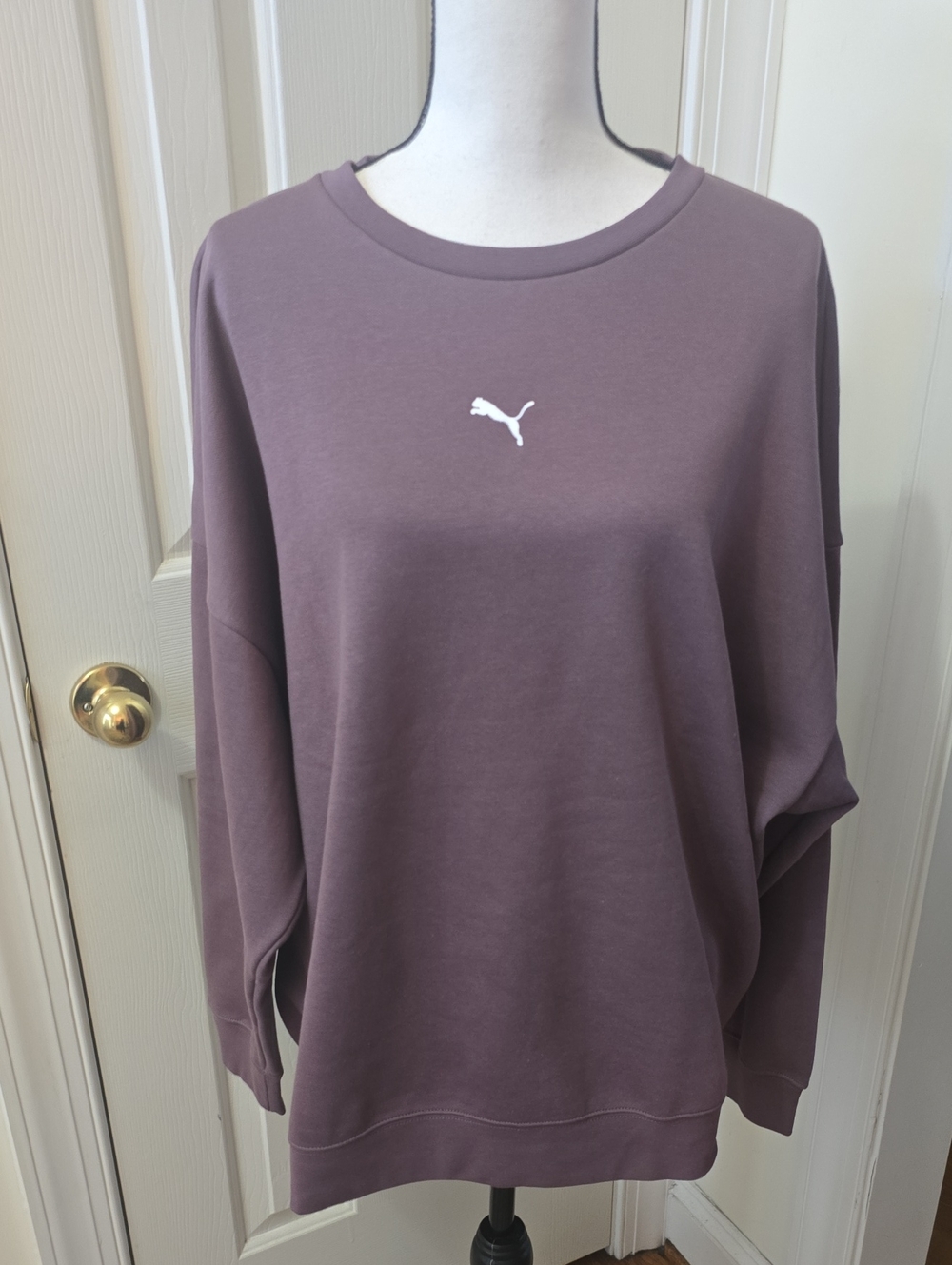 PUMA SIGNATURE BRAND WOMEN'S PURPLE PULLOVER ATHLETIC OVERSIZED SWEATSHIRT XL